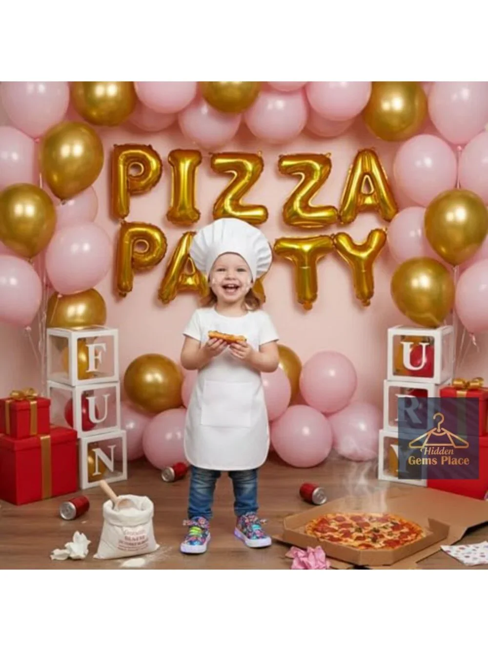 2-Piece Baby Chef Outfit with Adjustable Hat & Apron for Photography